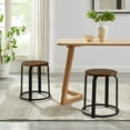 thumbnail image 2 of Walker Edison 18" Metal and Wood Round Kitchen Stool - Dark Coffee/ Black, 2 of 10