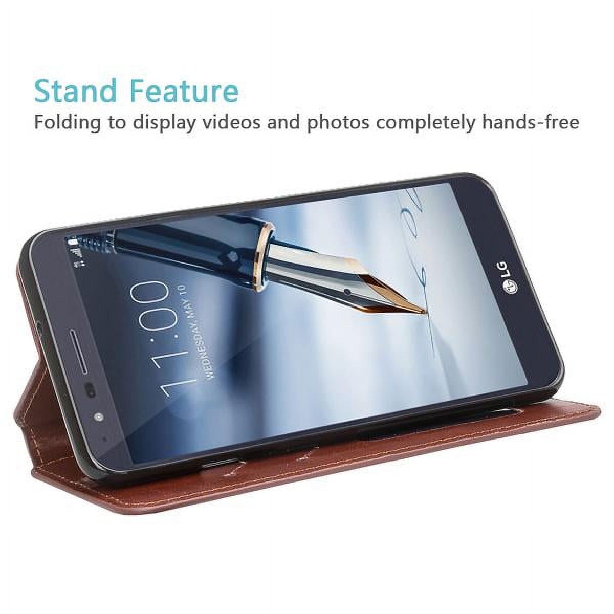 LG Stylo4 Case, LG Stylus4 Case, Slim Folio [Kickstand] Pu Leather Wallet Case Phone Case for LG Stylo4 - Brown - image 4 of 6