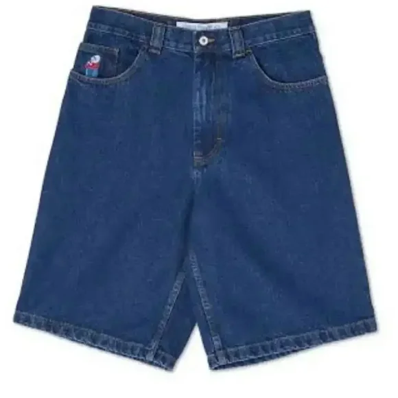 Harajuku Y2K Polar Big Boy denim shorts hip-hop cartoon characters embroidered baggy denim shorts for men and women Streetwear