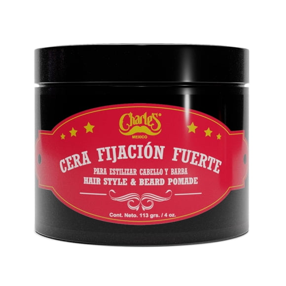 Charle's - Cera Fijación Fuerte 113g - Pomada para cabello - Aroma a vainilla - Con aceite de ricino - Base agua