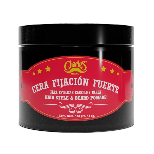 Charle's - Cera Fijación Fuerte 113g - Pomada para cabello - Aroma a vainilla - Con aceite de ricino - Base agua