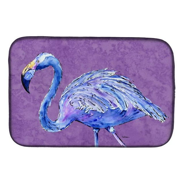 Carolines Treasures 8874DDM Flamingo on Purple Dish Drying Mat