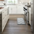 thumbnail image 2 of MARTHA STEWART Comfort Anti Fatigue Strie Medallion Tile Kitchen Mat, Comfort Standing Mat, Non-Slip Backing, Safe Beveled Edge, Charcoal Black, 19.6"x39", 2 of 8