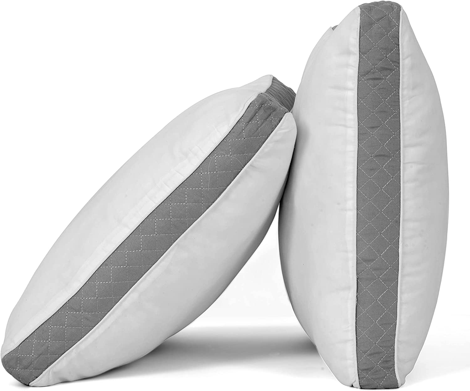 Queen Bed Pillows Set of 2 800g Plush Filling Gusseted Quilted