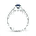 thumbnail image 2 of ANGARA Natural Solitaire Oval Sapphire Ring with Pave Diamond Accents in 14K White Gold for Women (Size-6x4mm) | September Birthstone, Anniversary, Jewelry Gift for Women | Natural Blue Sapphire Ring, 2 of 7