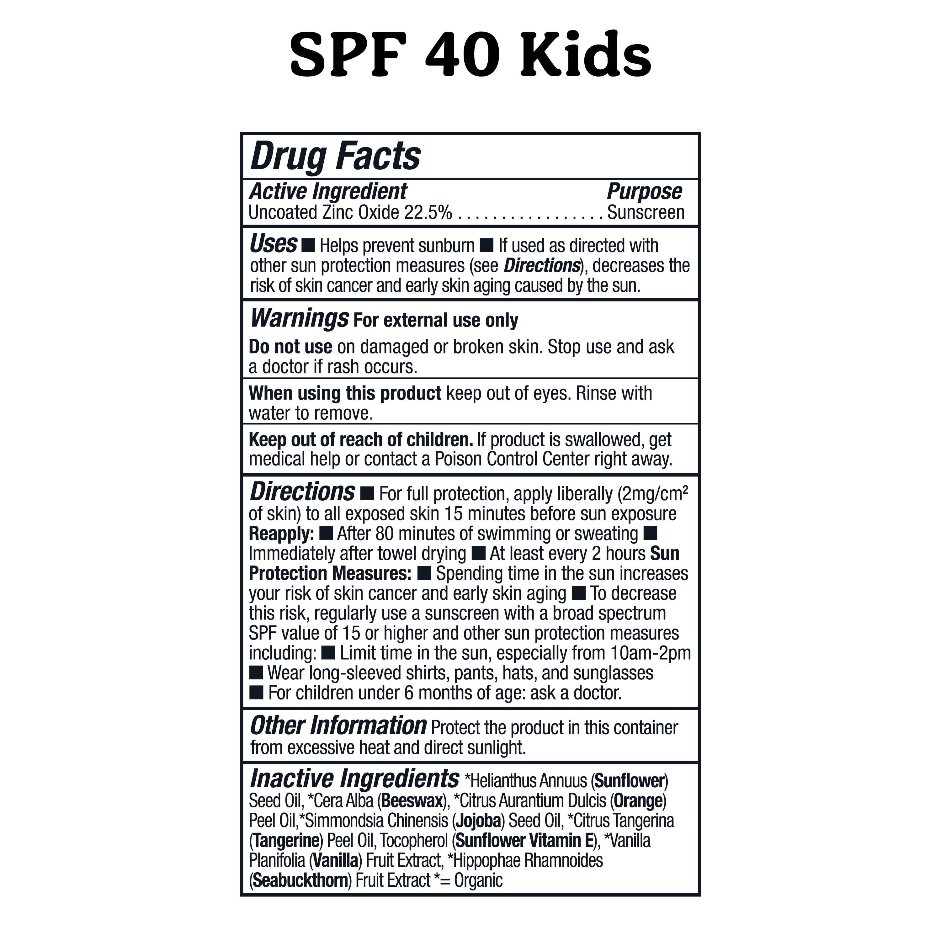 Badger Kids Mineral Sunscreen Cream, SPF 40, 2.9 fl oz, 2 pack