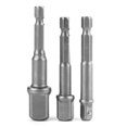 thumbnail image 1 of Juego de adaptadores de enchufe de grado de impacto - 3 piezas de vástago hexagonal de 1/4 "a adaptador cuadrado de 1/4" 3/8 "1/2" para llave de vaso de taladro eléctrico Herramienta de reparación ide, 1 of 9
