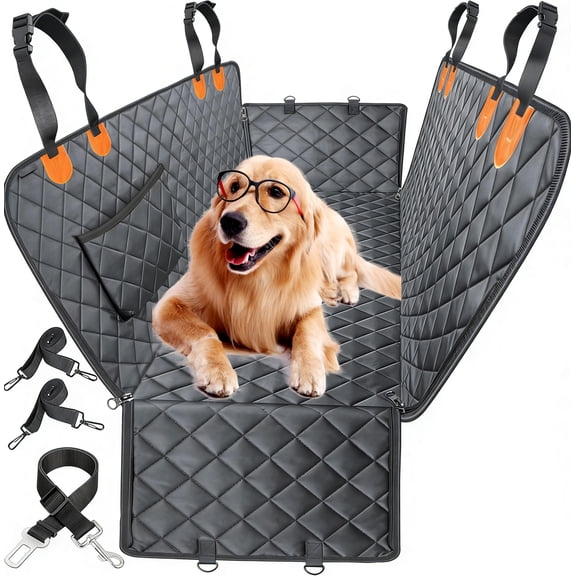 Dog Car Seat Cover Hammock, 100% Waterproof 600D Heavy Duty, Scratch Proof Nonslip Back Seat Protector for Cars Trucks SUVs