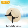thumbnail image 3 of 54-58 cm sombrero circunferencia sombrero femenino verano al aire libre playa grandes aleros protector solar sombrilla sombrero de paja pajarita plegable, 3 of 5