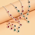 thumbnail image 4 of SmartBy 1 Set Wedding Necklace And Earrings Women Retro Rhinestone Jewelry Set Faux Gem Necklace Earrings Valentine's Day Gift for Wife Her, 4 of 7