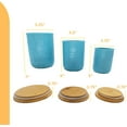 thumbnail image 4 of First of a Kind Kitchen Canisters - Blue Stoneware Canisters with Bamboo Lids, Set of 3 Storage Canister Container Set - Honeycomb Design, Ceramic Food Canister Jars for Tea, Sugar & Flour Storage, 4 of 5