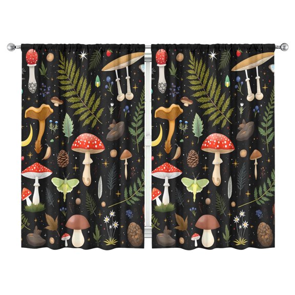 Colorful Mushroom Plants Curtains-blackout Curtains Bedroom Decor Living Room Darkening Grommet Window Drapes 2 Panels Set 52"x 84"