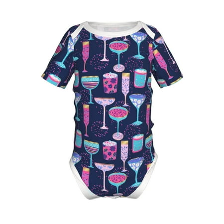 

Coaee Wine Glasses And Cocktails for Soft Baby Short-Sleeve Bodysuit Baby Climbing Clothes Baby Girls Boys Bodysuit Romper-18 Months
