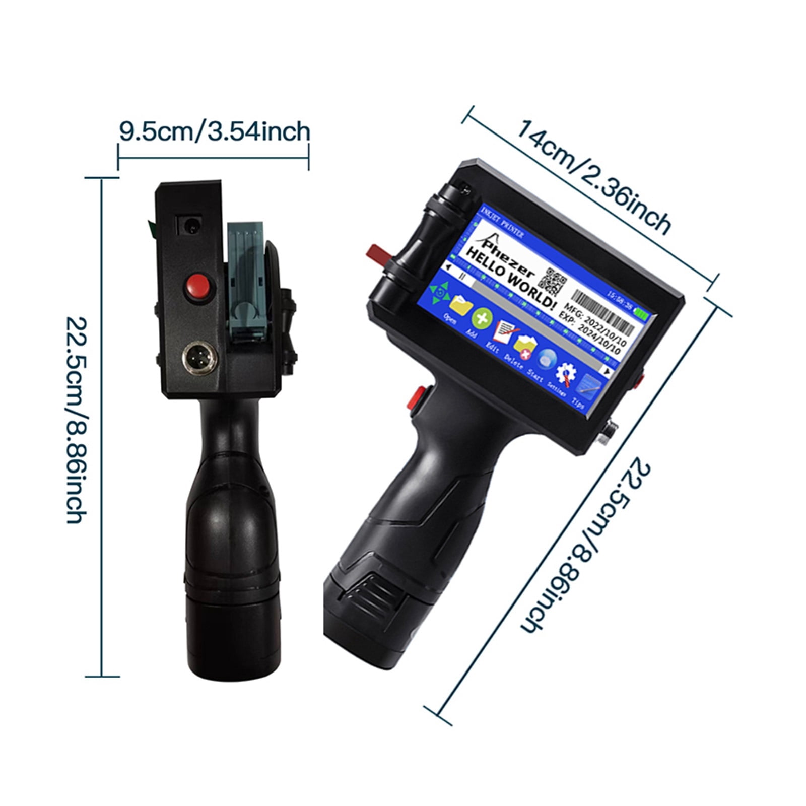 12.7/25.4 Mm Label Printer, Handheld Inkjet Printer, QR Bar Lot Number Logo Pattern Coding Machine Portable ,Multifunction Inkjet Printer