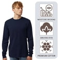 thumbnail image 5 of Crown Craze® Men's Long Sleeve T-Shirt, 100% Ring-Spun Cotton Crew Neck Solid Color Tee (Charcoal, M), 5 of 7