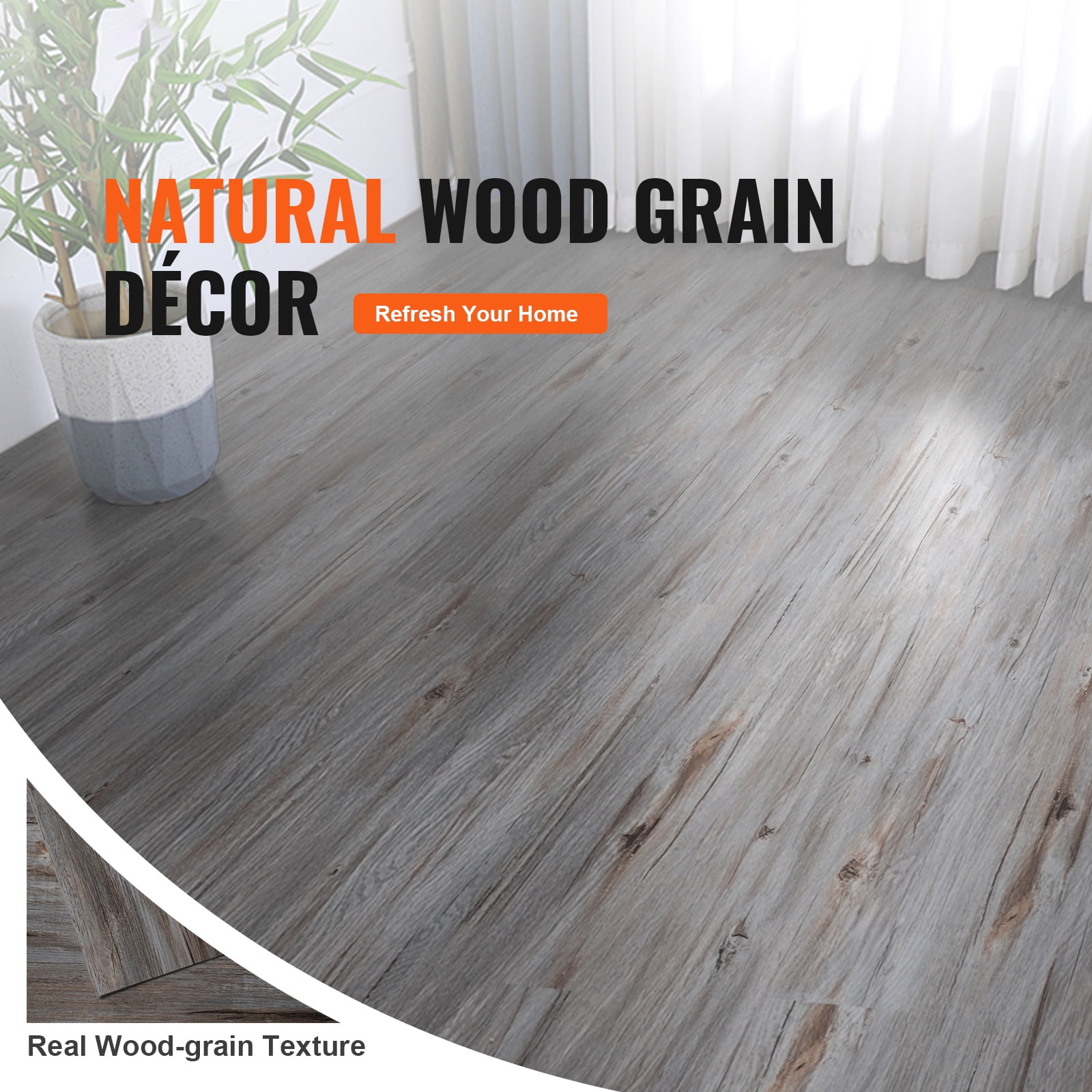 KFFKFF 36 Pieces Self Adhesive Vinyl Floor Tiles Wood Grain 0.62mm