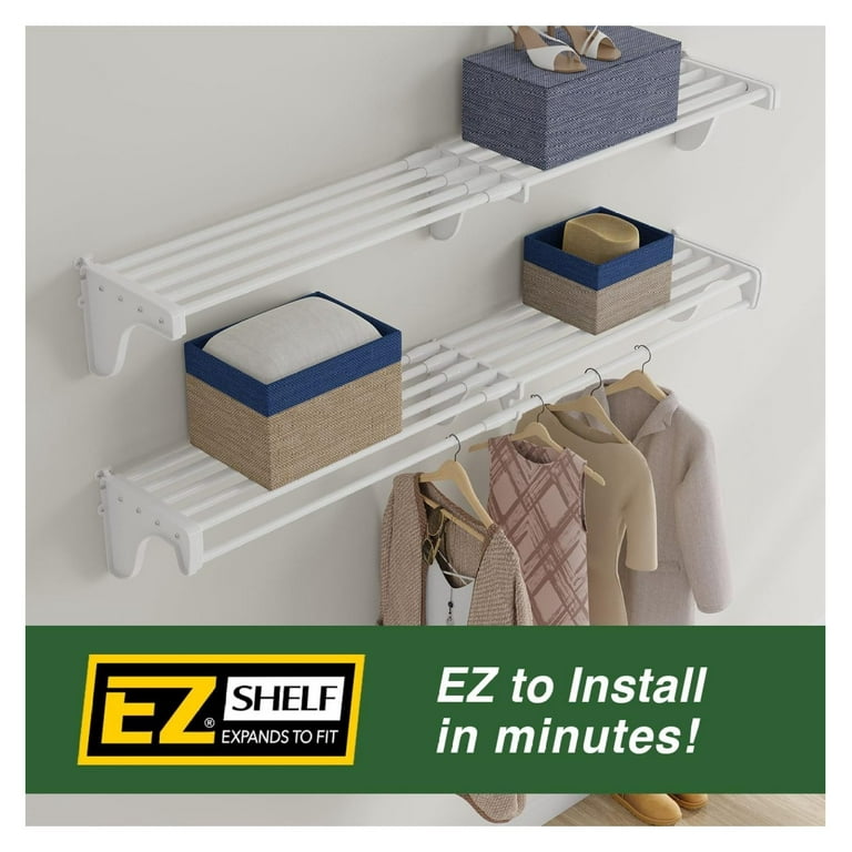 Expandable Shelf Closet Shelf with Hanging Rod 41.5 74