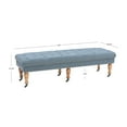 thumbnail image 3 of Linon Kacie 62" Wide Button Tufted Bench, Distressed Gray with Washed Blue Linen, 3 of 7