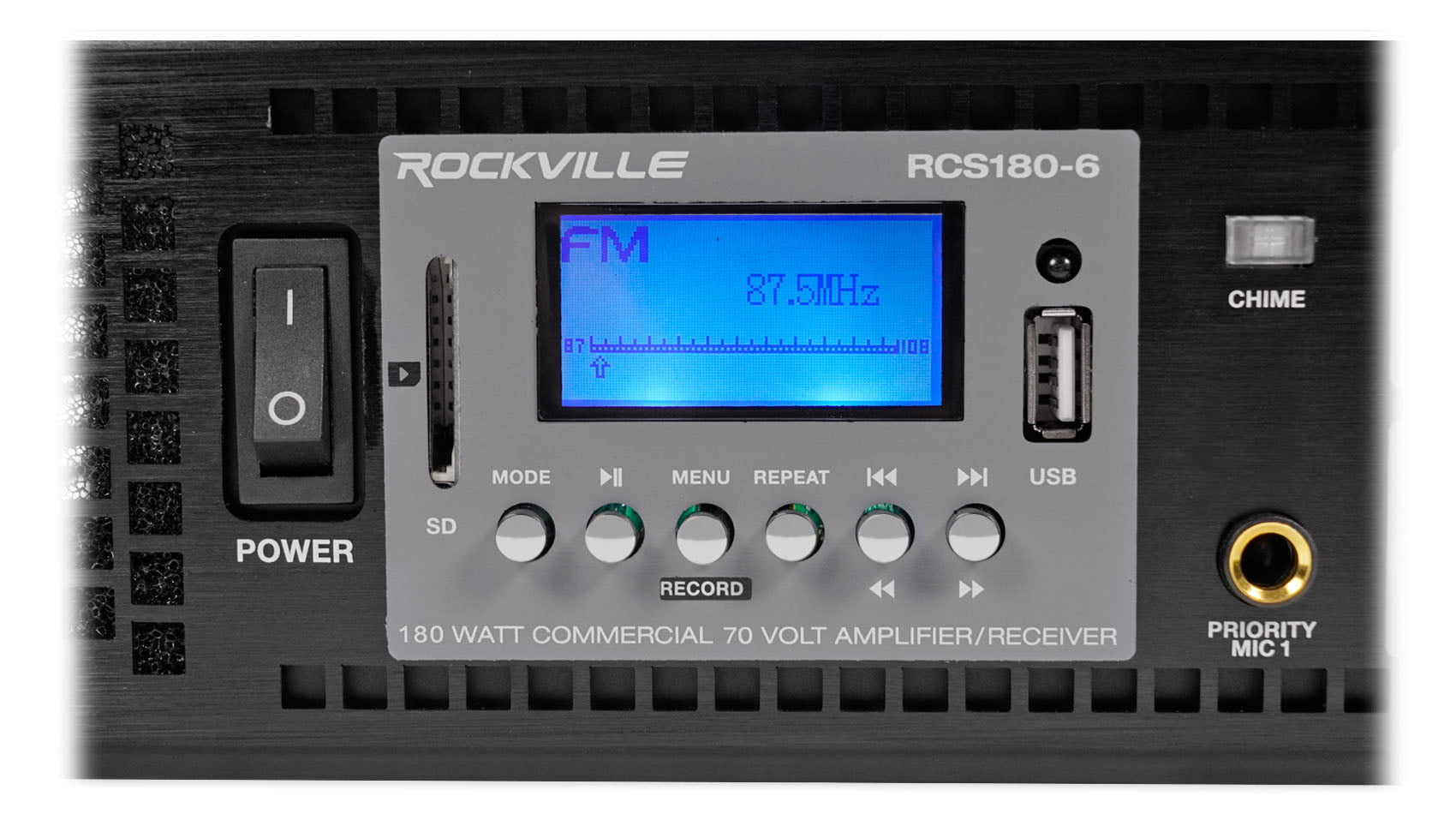 Rockville 6-Zone 70v Amplifier+ 10 Slim Black Restaurant/Bar/Cafe Wall Speakers