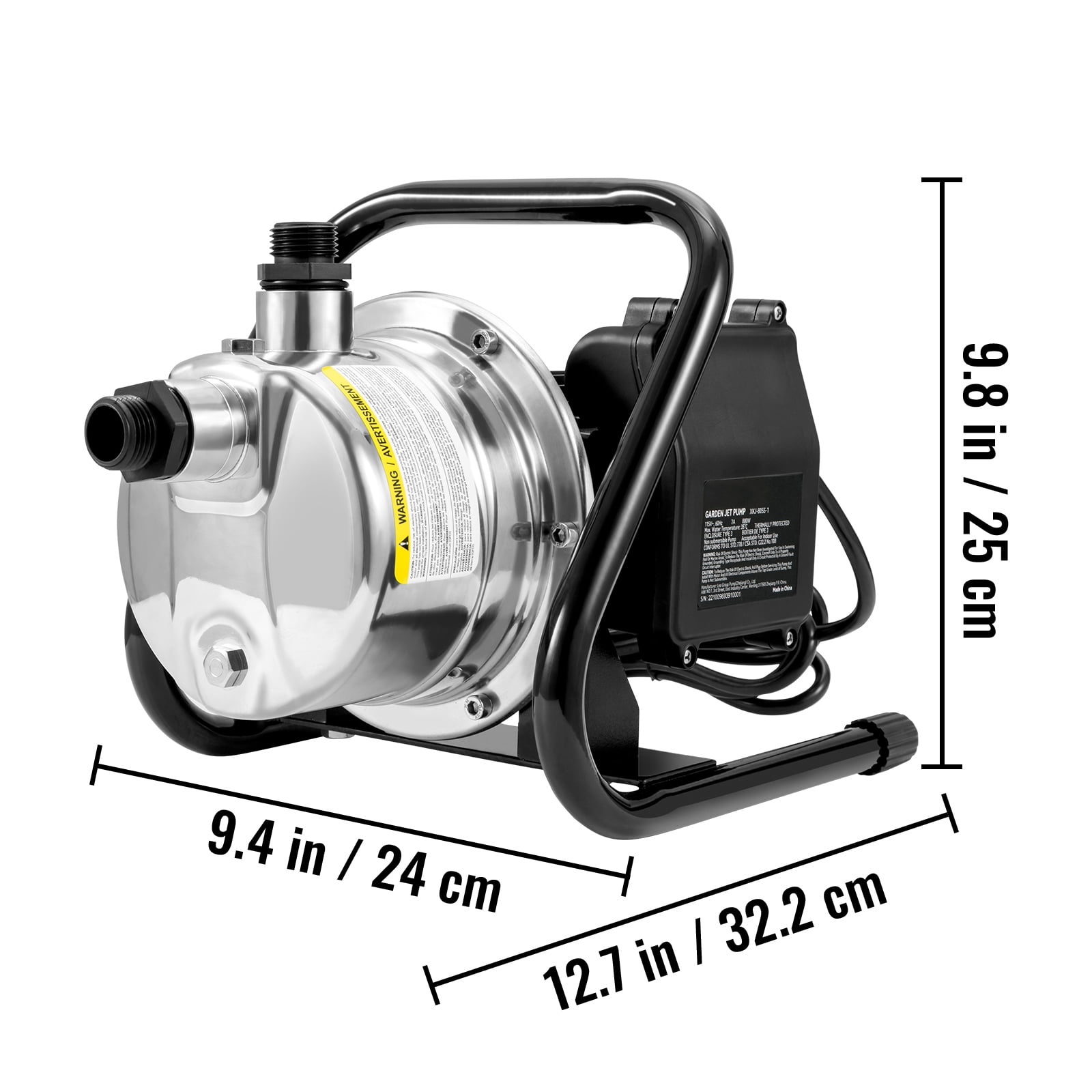 KFFKFF Surface Well Pump, 1.1 HP 115V, 978 GPH 131 ft Elevation, 69.6psi Peak Pressure, Compact Stainless Steel Sprinkler Enhancement Jet Pumps for Yard Lawn Watering system, Lake Water Feature