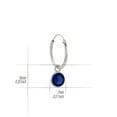 thumbnail image 2 of Dangle Round Sapphire CZ 925 Sterling Silver Charm 14mm Hoop Earrings, 2 of 3