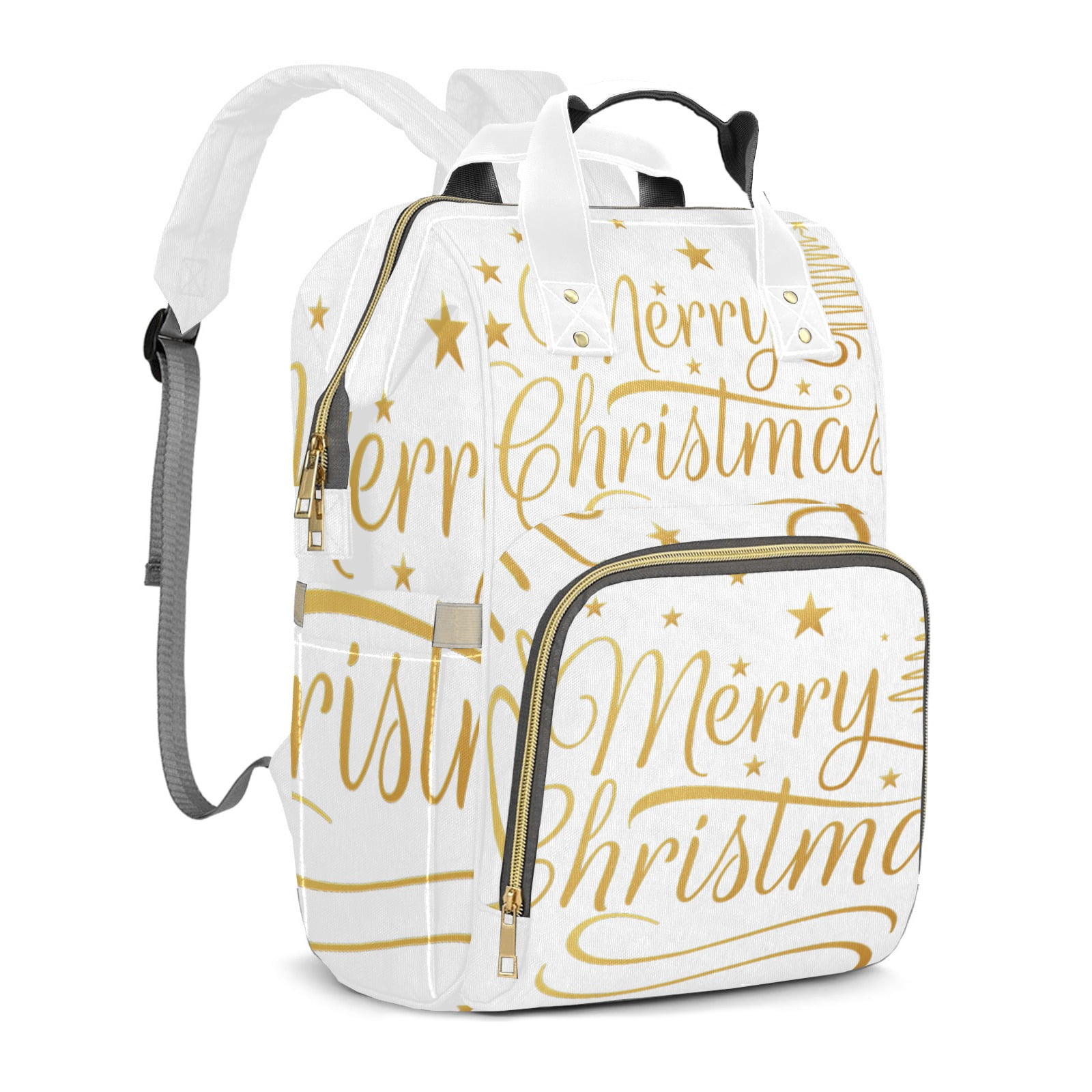 Merry Christmas Diaper Backpack – Large Capacity, Insulated Baby Bottle Pocket, Multifunctional Mommy Bag for Boys & Girls
