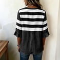 thumbnail image 5 of Sentmoon 3/4 Sleeve T Shirts for Women V Neck Sweatshirt Women Striped Print Button Down Regular Fit Trendy Top for Resort Wear S-2XL, 5 of 6