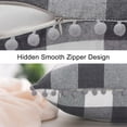 thumbnail image 3 of PiccoCasa 2Pcs Pompoms Buffalo Retro Plaid Throw Pillow Covers, Decorative Cushion Covers, 18"x18", Gray and White, 3 of 8