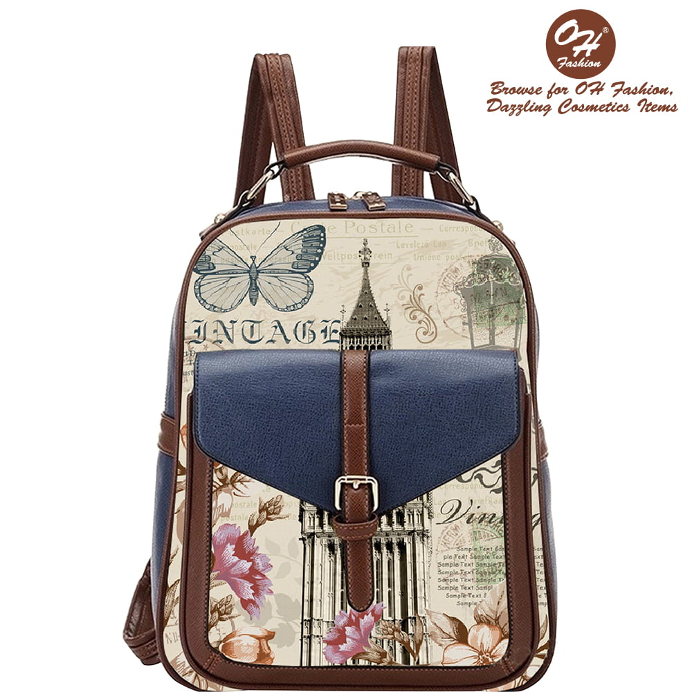 Blue Watercolor Backpack Travel Bag Laptop Bag School Bag Bookbag Hiking Camping Rucksack