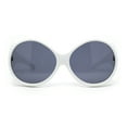 thumbnail image 2 of Womens Exaggerated Vintage Round Windbreak Goggle Style Wrap Sunglasses White - Black, 2 of 4