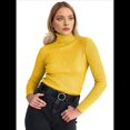 thumbnail image 3 of Suéteres Acanalados para Mujer, Lindos Suéteres de Punto de Cuello Alto, Ajustados y Cálidos Amarillo un Tamaño, 3 of 7