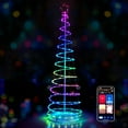 thumbnail image 2 of Patiojoy 6FT Light Up Spiral Christmas Tree RGB Artificial Tree w/Tree Top Star 135 LED Lights Metal Base Indoor & Outdoor Collapsible Spiral Tree, 2 of 10
