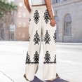 thumbnail image 7 of Women's Geometric Print Palazzo Pants - High Waist Wide Leg Bohemian Summer Casual Trousers with Elastic Waist ,Beige,L, 7 of 7