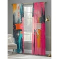 thumbnail image 4 of Impressionist Style Sheer Curtains 108 Inches Long 2 Panels Pink Blue Color Block Collage Art Light Filtering Semi Sheer Window Curtains Drapes for Bedroom Living Room 52"x108", 4 of 7