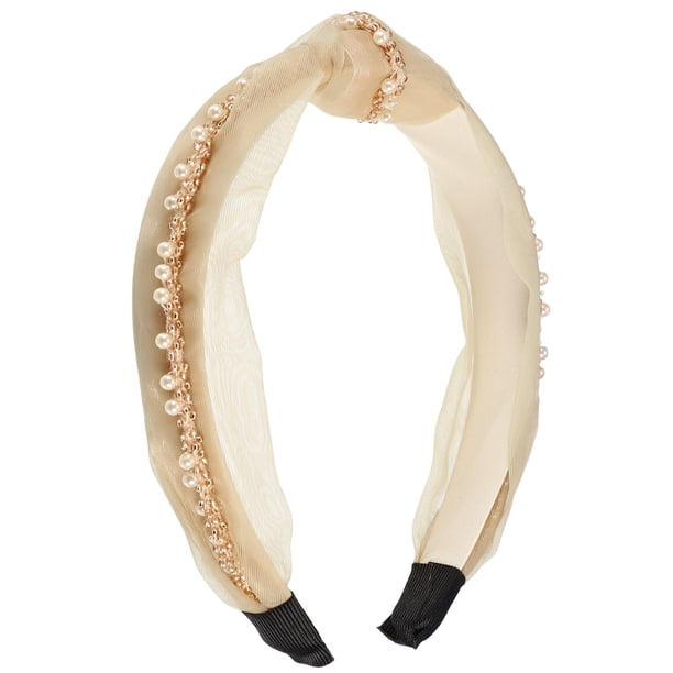 Diadema Anudada para Mujer Unique Bargains Beige 14x5,6 cm