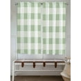 thumbnail image 4 of Sage Green White Buffalo Check Bedroom Curtains 63 Inches length, Farmhouse Plaid Window Treatment Curtain Drapes, Modern Geometric Rod Pocket Curtain Panels for Living Room Kitchen, 42"x63", 2 Panels, 4 of 6