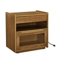 thumbnail image 3 of Tcbosik 2-Drawer Farmhouse Nightstand with Charging Station, Rustic Bedside Table with Open Shelf, End Table for Living Room, Bedroom, Easy Assembly, Light Walnut, 3 of 10