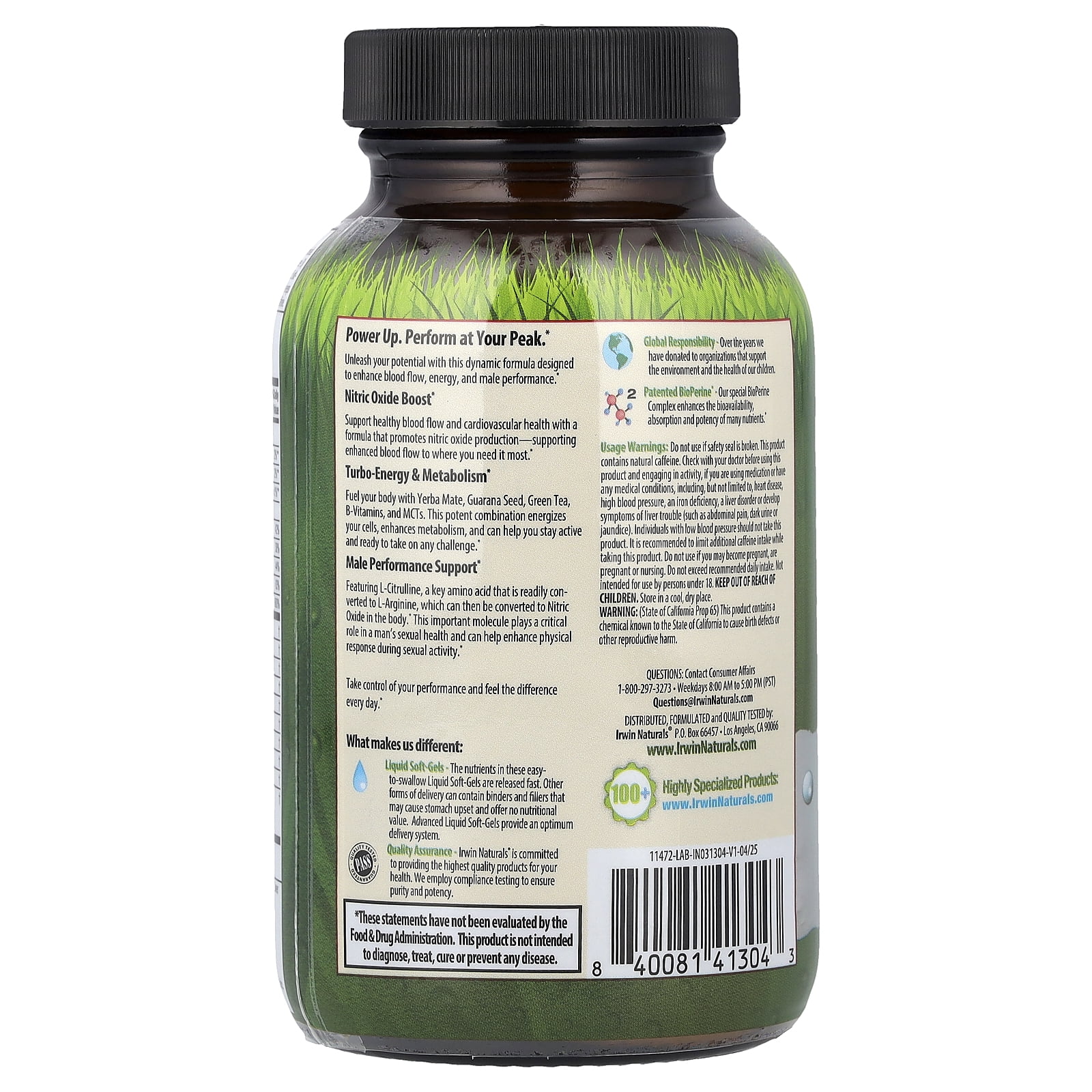 Irwin Naturals Turbo-Energy, Libido-Max RED™ With L-Citrulline & Guarana, 72 Liquid Soft-Gels