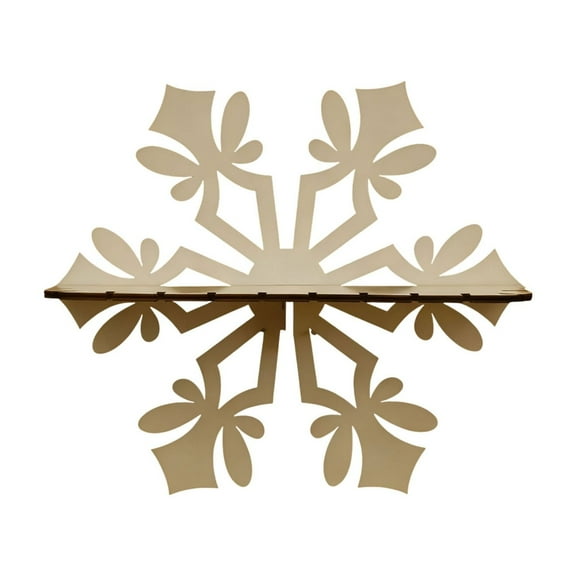 Christmas Snowflake Wall Shelf Minimalist Wooden Display Rack for Home Decor for Bathroom Kitchen Bedroom and Living Room