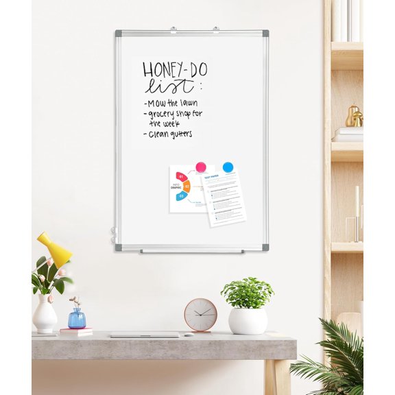 2 Pack Double-Sided Magnetic Whiteboard, 36" x 24" Dry Erase Board, Aluminum Frame White Board for Wall, Hanging Mounting White Board Dry Erase Marker Board for Office, School, Home