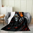 thumbnail image 2 of Death Halloween Throw Blanket Baby 30x40 Gothic Style Horror Skull Skeleton Flannel Blanket for Kids Teens Adults Black Orange Graffiti Hippie Fleece Blanket for Party Living Room, 2 of 6
