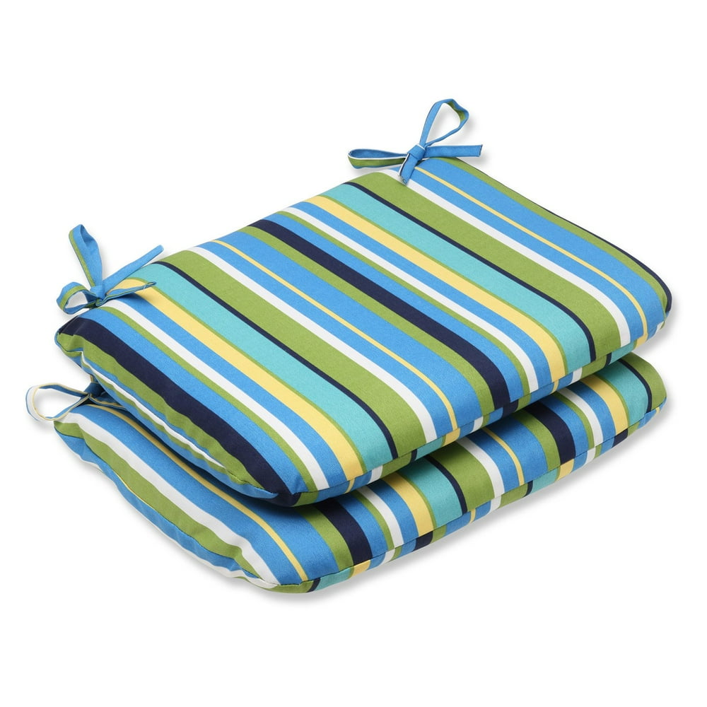 Pillow Perfect Outdoor/ Indoor Topanga Stripe Lagoon Rounded Corners