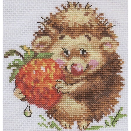 UPC: 4610009340821 | Cross-Stitch Kit Hedgehog with Strawberries 0-51 Alisa Needlework Red Brown