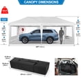thumbnail image 2 of HOTEEL 10x20ft Popup Canopy Waterproof Canopy with 6 Sidewalls Outdoor Commercial Instant Shelter Beach Camping Canopy Tent for Party, White, 2 of 9