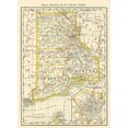 thumbnail image 2 of Rand McNally 25x32 Black Ornate Wood Framed with Double Matting Museum Art Print Titled - Rhode Island - Rand McNally 1879, 2 of 4