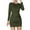 Army Green, variant on Fesfesfes Women Dress Casual Round Neck Solid Color Long Sleeve Slim Fit Dress