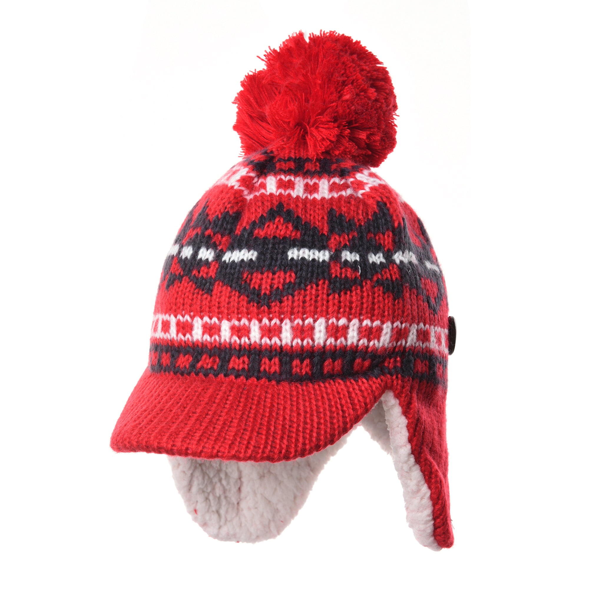 WITHMOONS Knit Fleece Fairs Isle Nordic Ear Flap Pom Beanie Hat DW7564