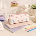 thumbnail image 2 of Bow Pencil Case Cute Pencil Pouch Soft Storage Bag Aesthetic Pattern Gift Makeup Pouch Cosmetic Bag for Women Adults Blue Pink, 2 of 7