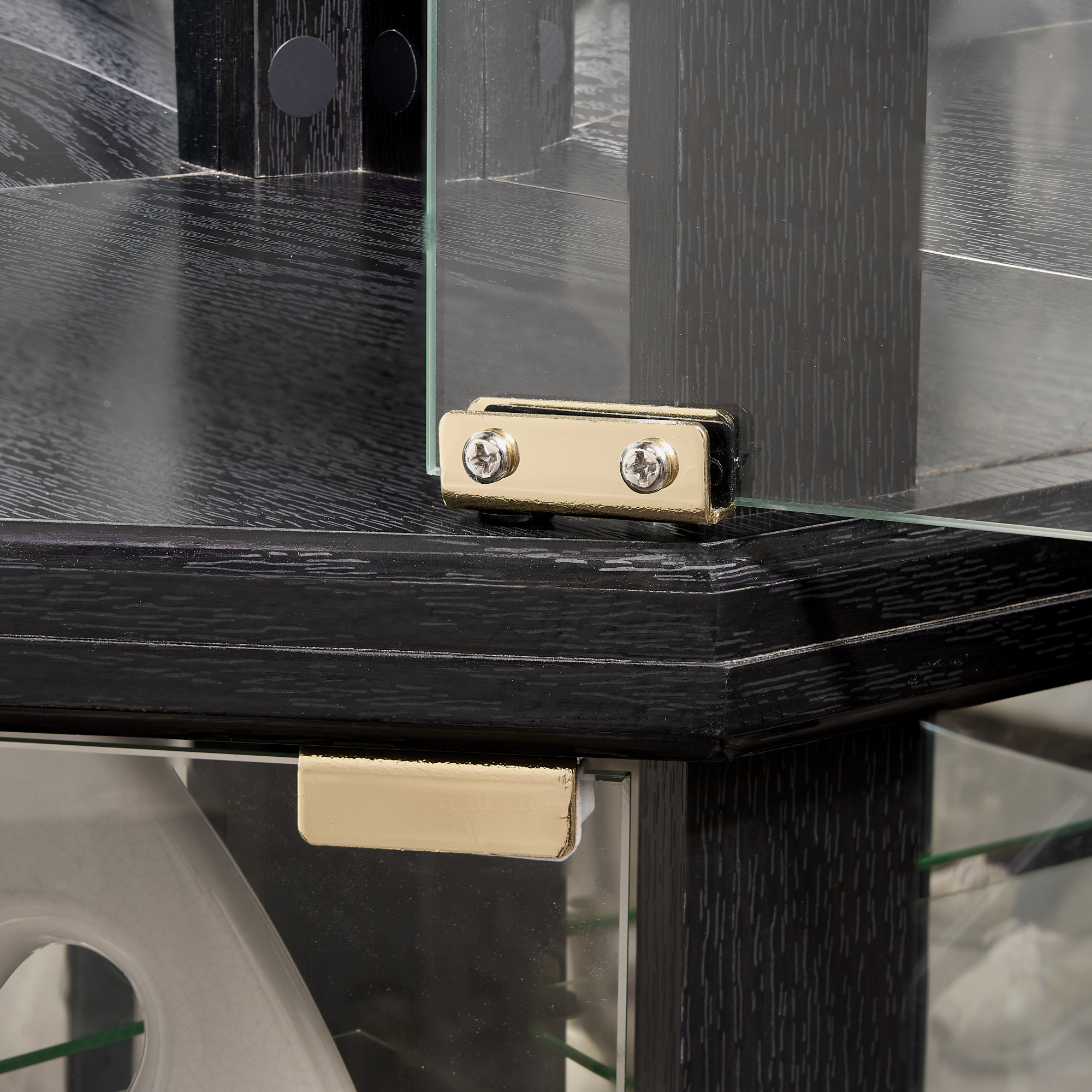 Leumius Glass Cabinet Lighted Corner Cabinet Corner Display Curio Cabinet, Glass Display with Light(Included)Bar Cabinet,Wine Cabinet with Adjustable Glass Shelves for Home Decor Black