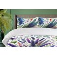 thumbnail image 2 of Ambesonne Lavender Duvet Cover Set, Fantasy Floral Wild Jungle, Queen, Indigo Fern Green White, 2 of 4